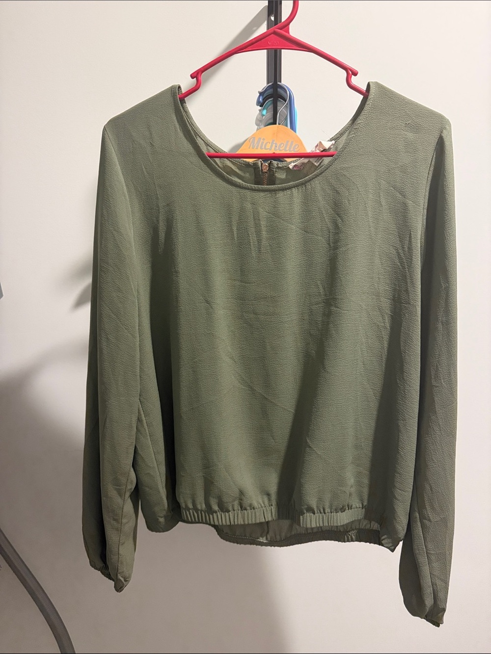 Lily Rose Olive Green Long Sleeve Textured Blouse